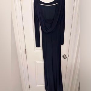 Long sleeve long navy blue dress. Fits amazing. Stretchy material.